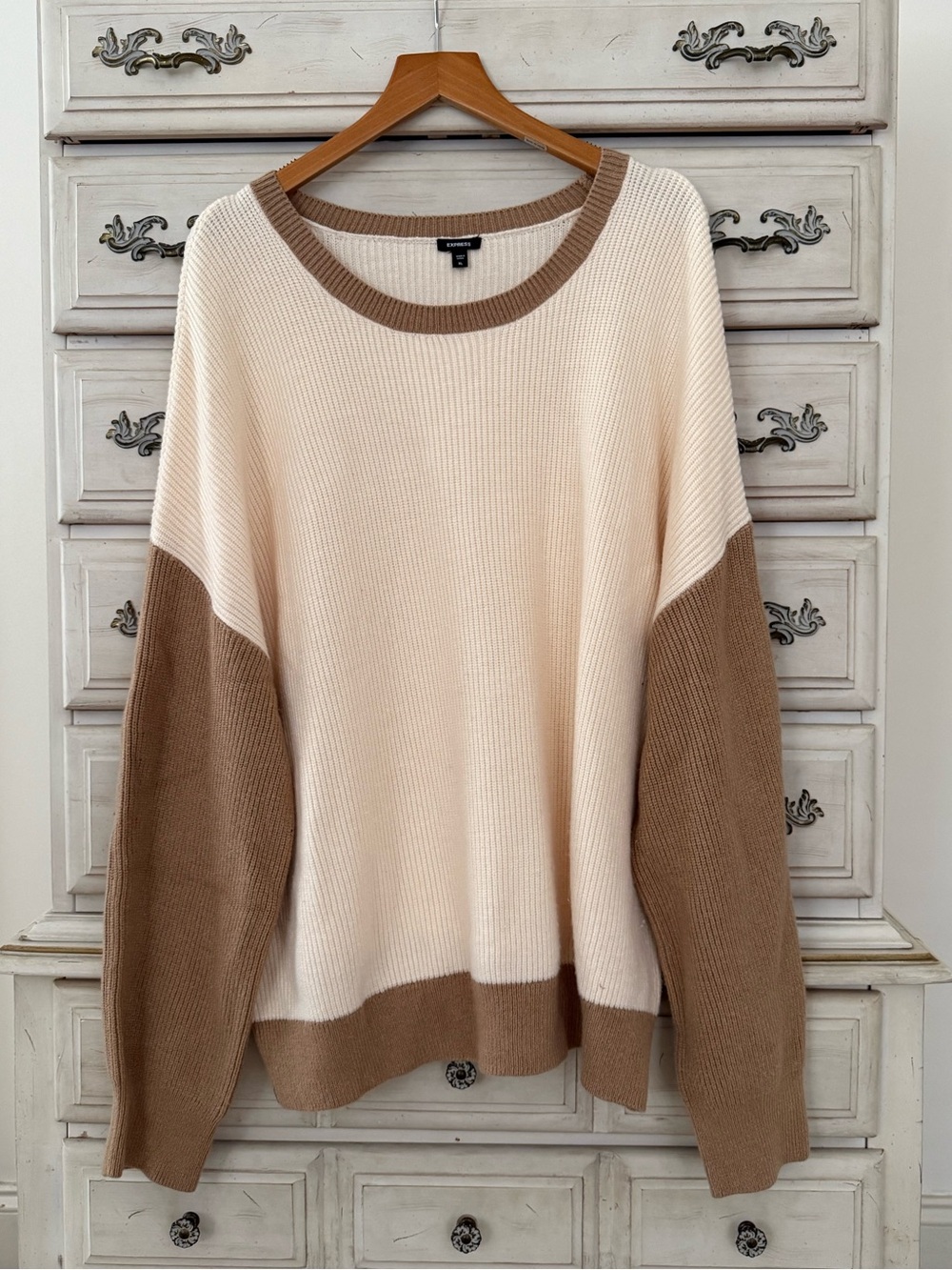 Express Soft Cream Contrast Sweater